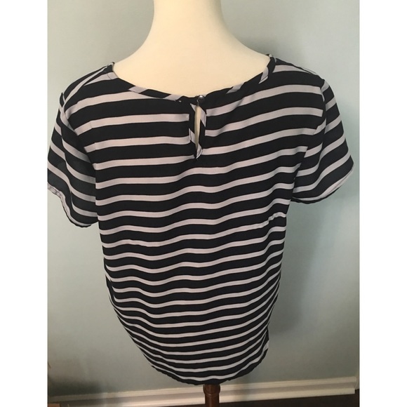 Women’s Navy Blue and White Striped Shirt - Picture 3 of 4
